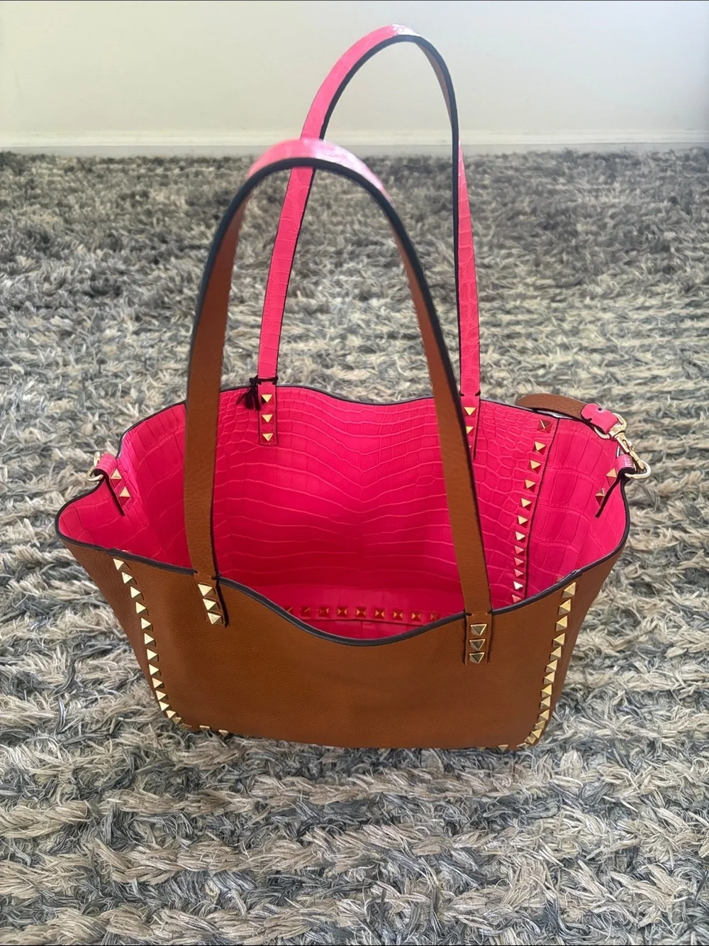 Valentino alligator skin pink/brown reversible bag Limited Collector Piece New